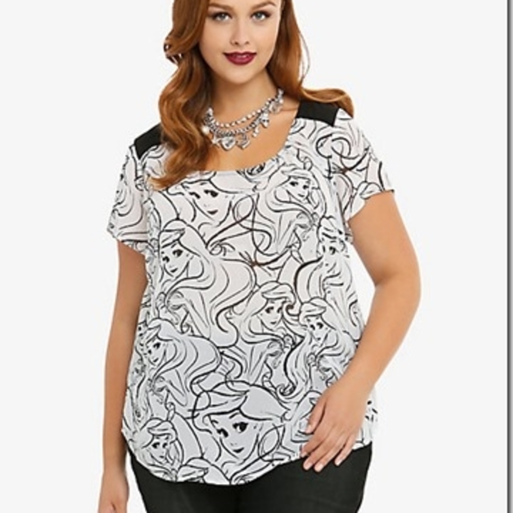 Women's Black and White Little Mermaid Top
